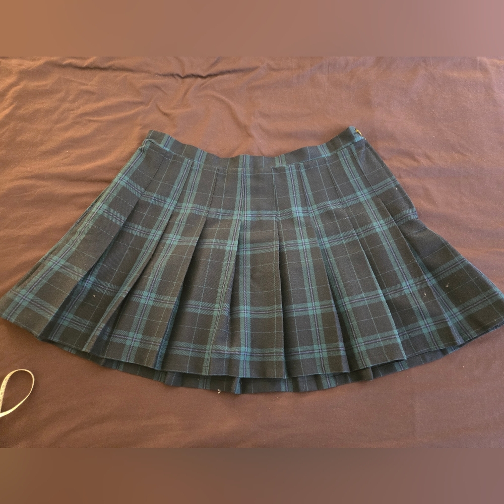 Wild Fable Black and Green Plaid Skater Skirt